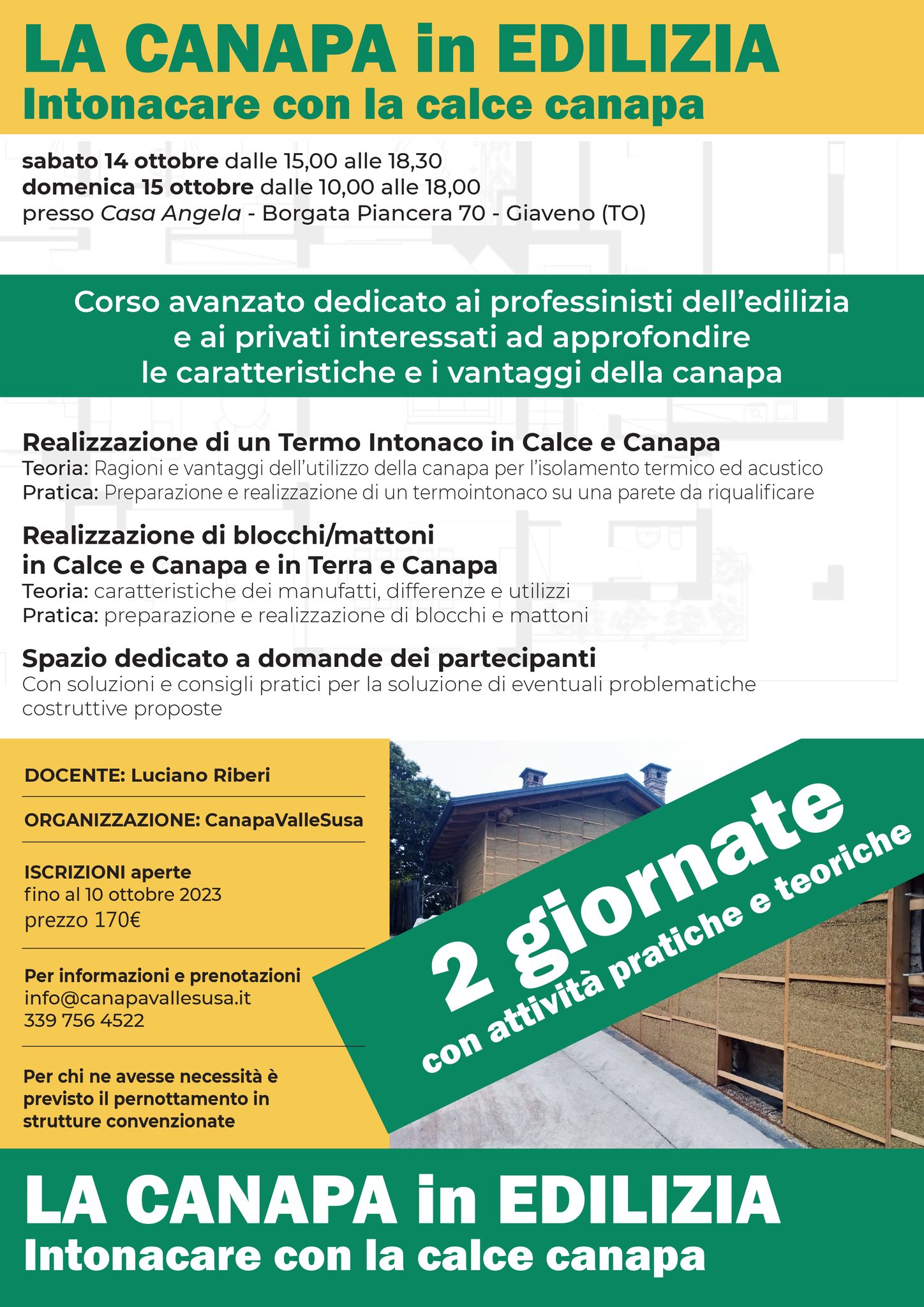 Corso di bioedilizia in canapa